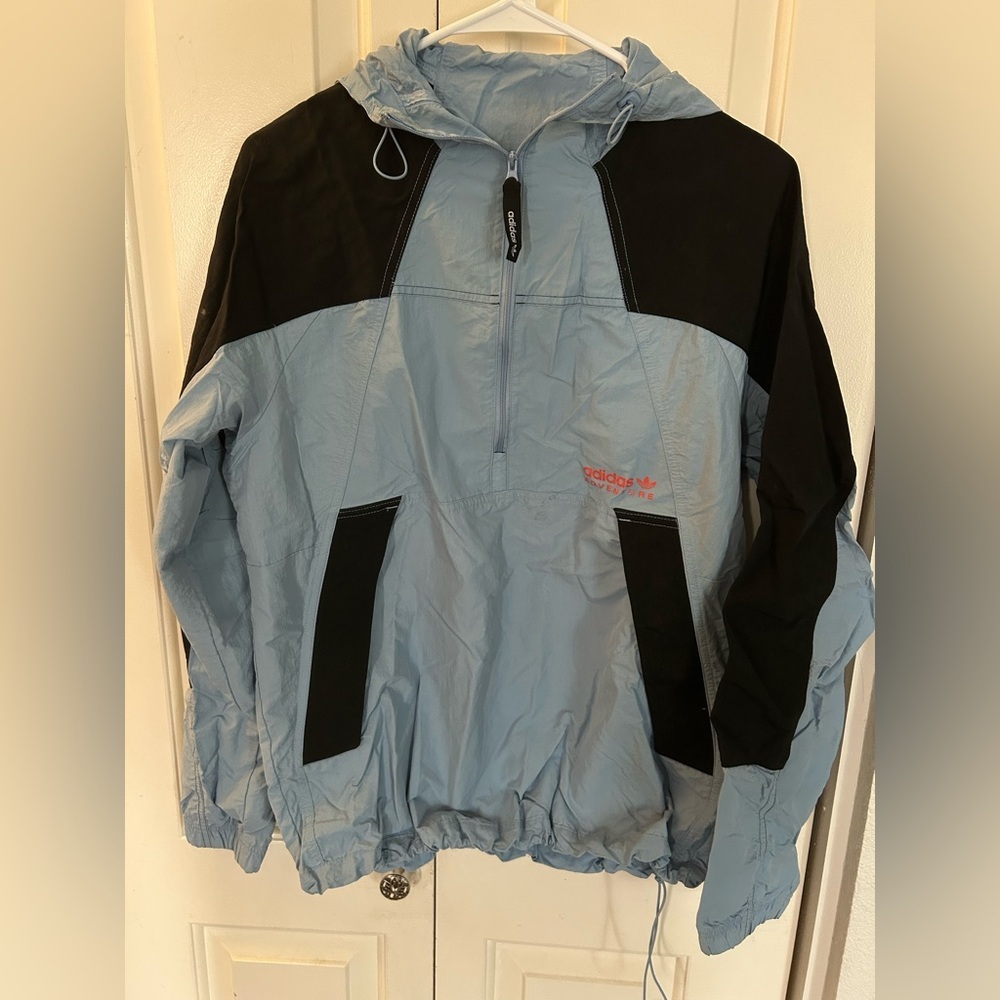 Adidas Adventure Windbreaker 1/2 Zip Jacket Zipper Kangaroo Pocket Size Small